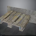 Old Wooden Pallet With Metal Corner Brackets Worn Surface And Wood Grain On Dark Background