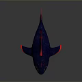 Modern Dark Blue Fish 3D Model With Red Accents And Sharp Fins Design