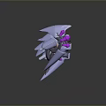Twin Sci-Fi Weapons 3D Model Featuring Futuristic Design Metallic Finish And Purple Accents