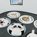Cute Round Carpets With Cartoon Animal Patterns Tiger Panda Rabbit Bear Designs 3d model