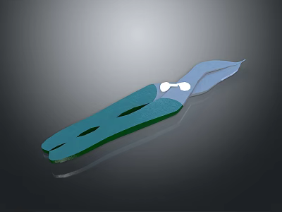 Modern Utility Knife With Blue Green Handle Silver Blade And Black Holes 3d model