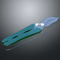 Modern Utility Knife With Blue Green Handle Silver Blade And Black Holes