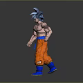 Anime Character With Blue Hair Muscular Build Orange Pants Blue Belt And Blue Shoes