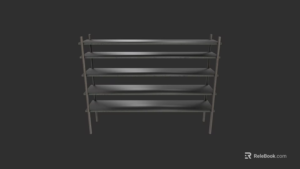 Sturdy Metal Display Shelf With Multi Tier Storage For Home Or Retail Use 3d model 
