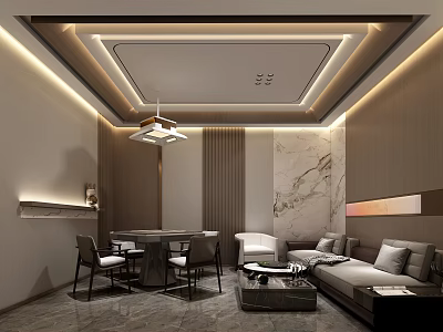 Elegant Hotel Mahjong Room Interior Design With Mahjong Table And Comfortable Seats 3d model