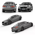 Gray BMW M5 Sporty Sedan Front And Rear Views With Alloy Wheels
