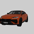 Orange Lamborghini SUV With Sporty Design Black Wheels And Rear Spoiler