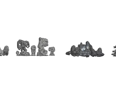 Charming Garden Ornaments With Decorative Stones And Small Sculptures 3d model