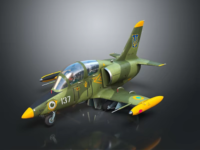 Military Aircraft Model With Green Camouflage Yellow Nose Tail And Number 137 Transparent Cockpit 3d model