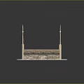 Bridge Model Structure With Street Lamps Road Lanes And Support Arches