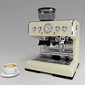 Cream Colored Kitchen Appliance Espresso Machine With Control Panel And Timer And Coffee Cup 3d model
