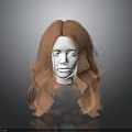 Realistic Human Head Model With Long Orange Curly Hair Features And Details