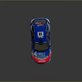 Blue And Red Rally Car With Sponsor Logos MOTAL DUNLOP And Number 55