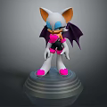 Game Movie Character With White Body Cat Ears Bat Wings Pink Heart Shoes On Pedestal