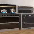 Modern Built In Kitchen Appliances With Black Silver Finish And Control Panel Design 3d model