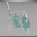Industrial Processing Equipment with Light Blue Tanks Connected Pipes and Separators