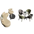 Leisure Sofa Set With Matching Chairs Round Coffee Table And Stool 3d model