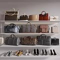 Various Stylish Bags Displayed On Multiple Shelves With Different Colors And Designs