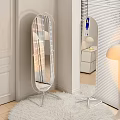 Elegant Modern Floor Mirror with Metal Stand and White Furniture Blinds