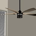 Modern Indoor Ceiling Fan With Wooden Blades And Integrated Light Fixture