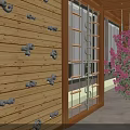 Outdoor Kids Play Area With Modern Building Wooden Pergola And Colorful Ring Climbing Frame