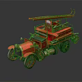 Vintage Red Fire Truck With Extended Ladder And Classic Wheels Design