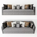 Modern Spacious Gray Sofa with Black Brown Beige Patterned Cushions and Geometric Design 3d model