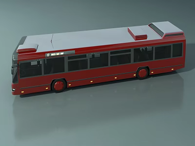 Modern Red City Bus With White Roof And Black Windows For Public Transit Vehicle 3d model