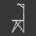 White Folding Chair With Simple Structure Backrest And Armrests On Black Background With Reflection