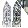 Two Modern High Rise Residential Buildings with Glass Facade and Window Design