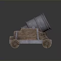 Old Historical Cannon Weapon With Wooden Carriage And Metal Barrel