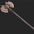Ornate Axe Weapon Featuring Metallic Spiked Head And Intricate Textured Handle