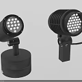 Modern Black Downlights and Spotlights with LED Bulbs and Adjustable Brackets 3d model