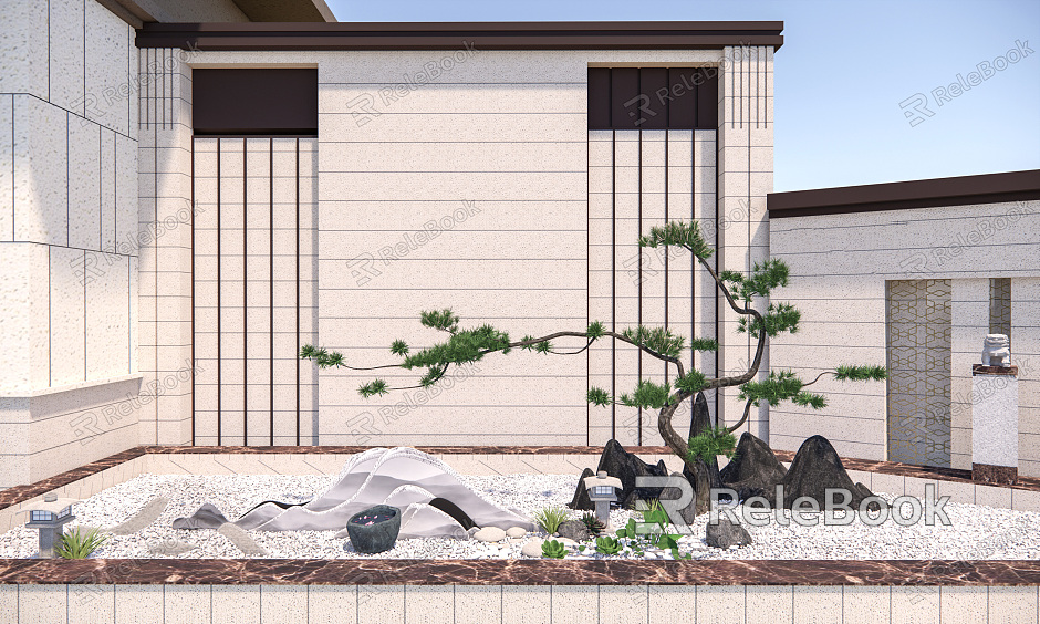 New Chinese style landscape sketch dry landscape rockery waterscape stone pine landscape model