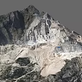 Scenic Stone Quarry Mountain With Wood Elements And Terraced Mining Areas