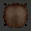 Single Dark Brown Wooden Stool With Natural Wood Texture And Classic Design