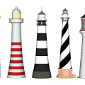Colorful Lighthouses With Various Striped Designs And Decorative Styles
