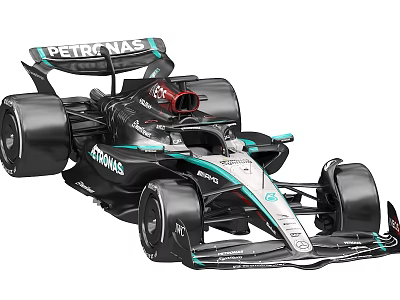 Mercedes Petronas F1 Race Car With Aerodynamic Body And Large Tires 3d model