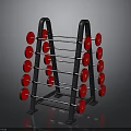 Sturdy Black Weight Plate Rack With Red Plates For Fitness Equipment Storage