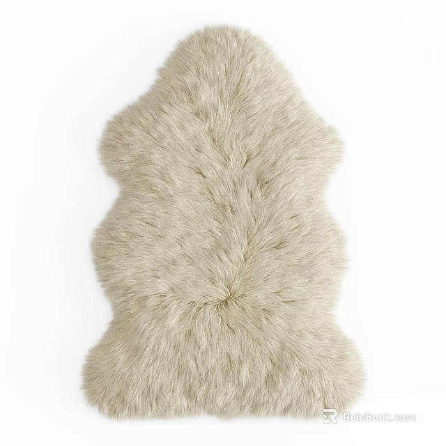 Fluffy Beige Shaped Rug Featuring Soft Texture And Unique Irregular Design For Home Decor 3d model 