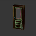Wooden Swing Door With Glass Panel And Carved Design For Home Interior
