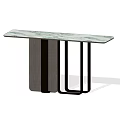 Modern Minimalist Console Table With Glass Top And Wooden Panel Black Metal Frame