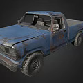 Old Blue Pickup Truck Featuring Rusty Worn Exterior And Vintage Design
