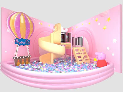 Peppa Pig Themed Interactive Play Area With Slide Ball Pit And Hot Air Balloon 3d model