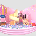 Peppa Pig Themed Interactive Play Area With Slide Ball Pit And Hot Air Balloon