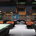 Stylish Modern Mall Store Interior With Blue Starry Ceiling Bar Counter And Black Spherical Decoration