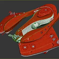 Red Spacecraft Component With Mechanical Structure And White Detailed Parts For Space Exploration 3d model