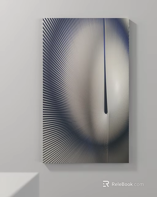 Modern Abstract Art Installation With Radial Lines And Central Vertical Accent 3d model 