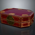 Vintage Red Octagonal Storage Box With Golden Patterns For Clothing Accessories 3d model