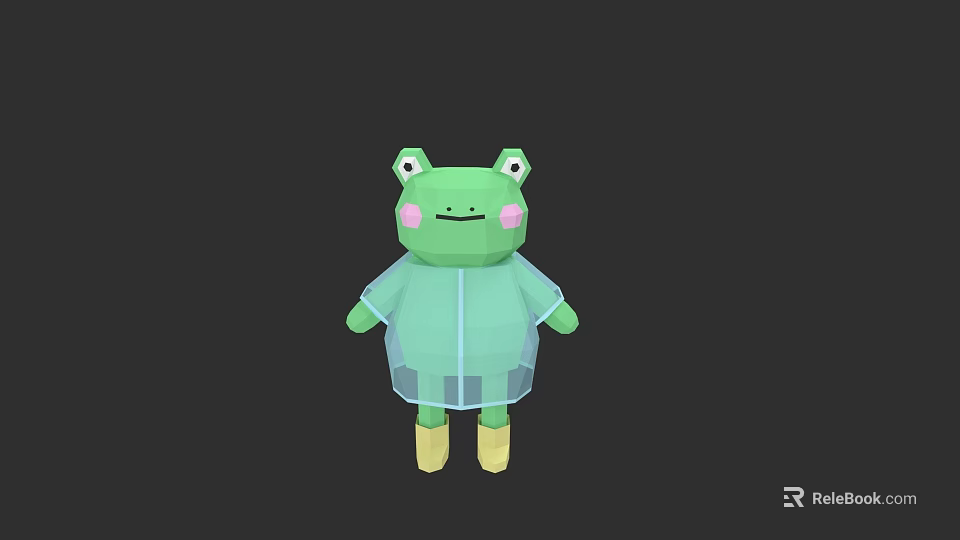 Cute Green Aquatic Animal Plush Toy With Transparent Raincoat And Yellow Feet 3d model 